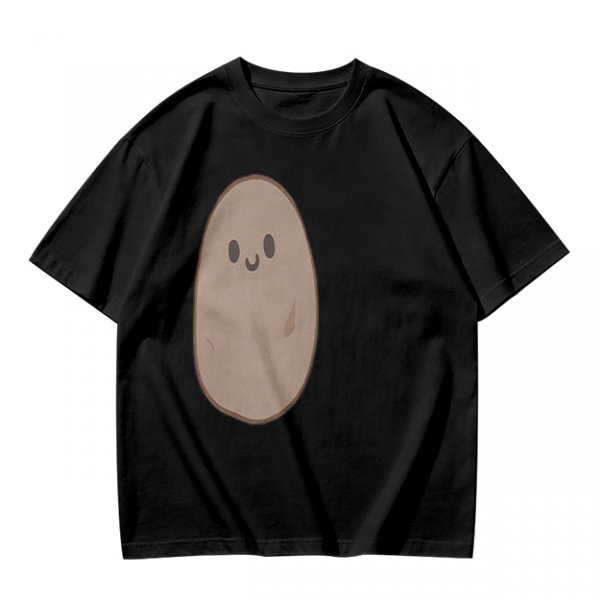 Olive Green T-Shirt With Cute Smiling Potato Graphic