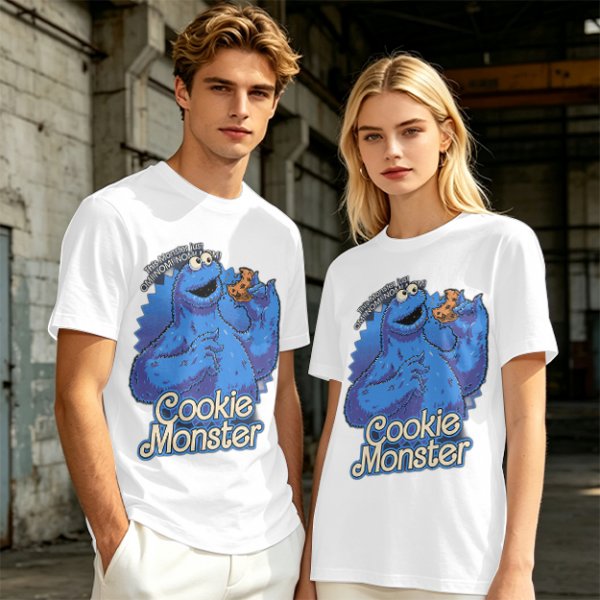 Olive Green Cookie Monster T-Shirt with Cookie Graphic