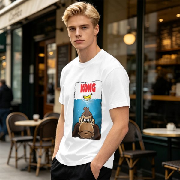 Olive T-Shirt With Cartoon Kong Banana Water Print