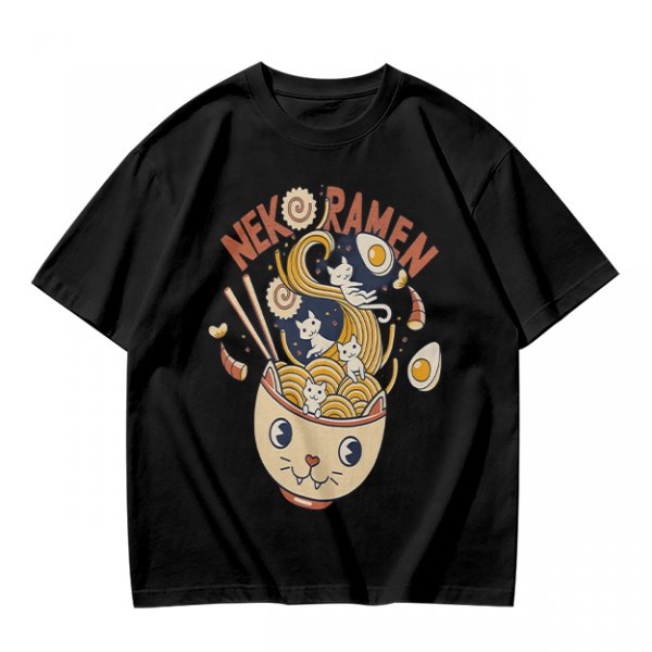 Neko Ramen Cat Bowl Graphic T-Shirt Design