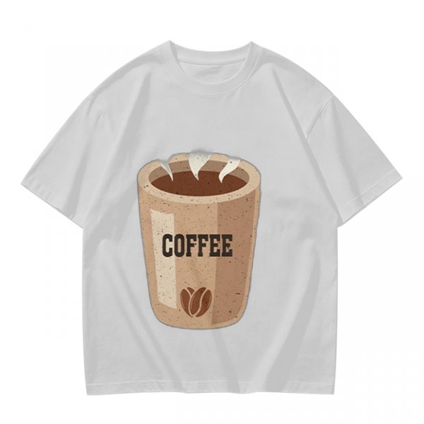 Olive Green T-Shirt With Coffee Cup Graphic Print