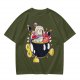 Olive T-shirt with Bomberman Character Eating Ramen Print