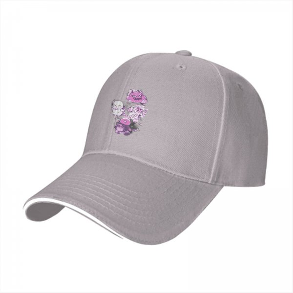 Black Baseball Cap With Cute Halloween Monster Cat Print