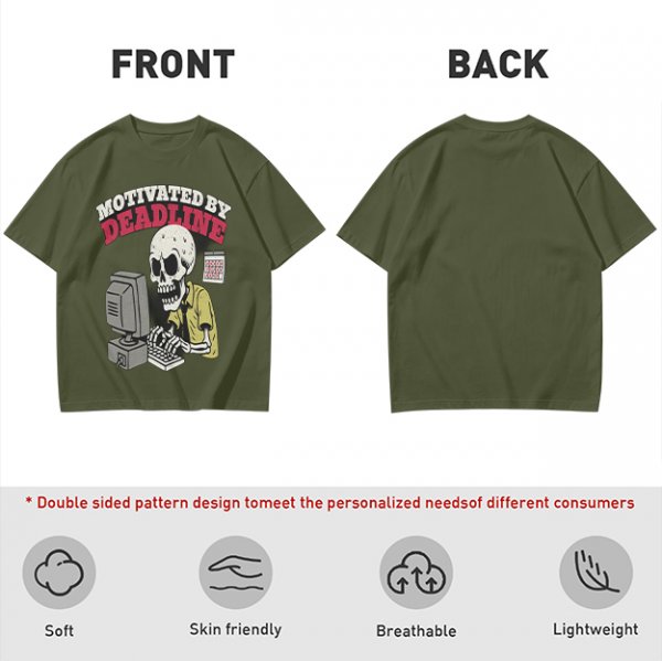 Motivated by Deadline Skeleton Working at Computer T-Shirt