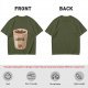 Olive Green T-Shirt With Coffee Cup Graphic Print