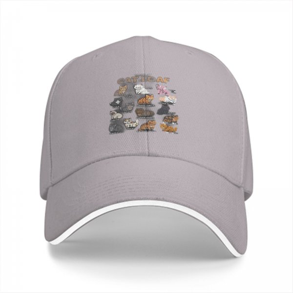 Black Baseball Cap With Cat Loaf Breeds Graphic Print