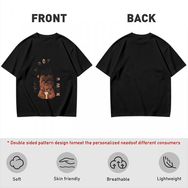 Olive T-Shirt with Chewbacca Drinking Boba Graphic