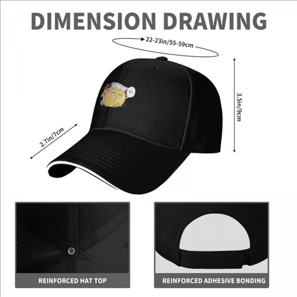 Black Baseball Cap With Saitama 'Ok' Meme Graphic Print