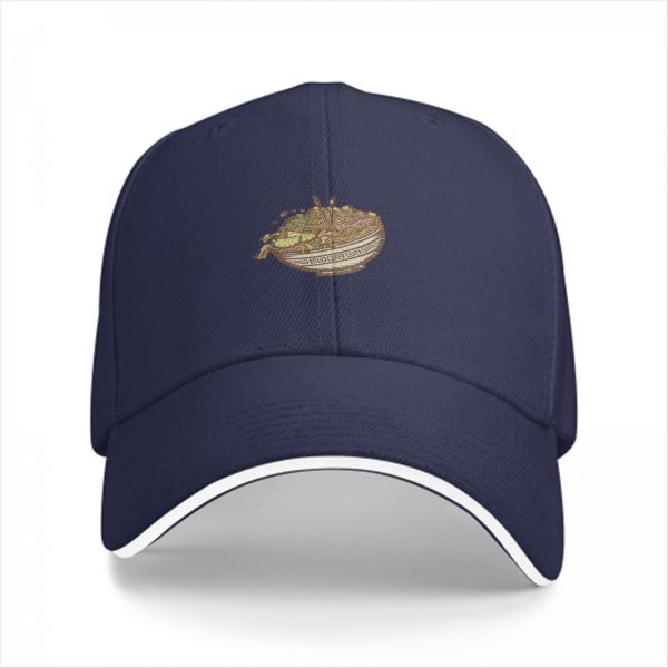 Black Baseball Cap With Ramen Bowl Graphic Design
