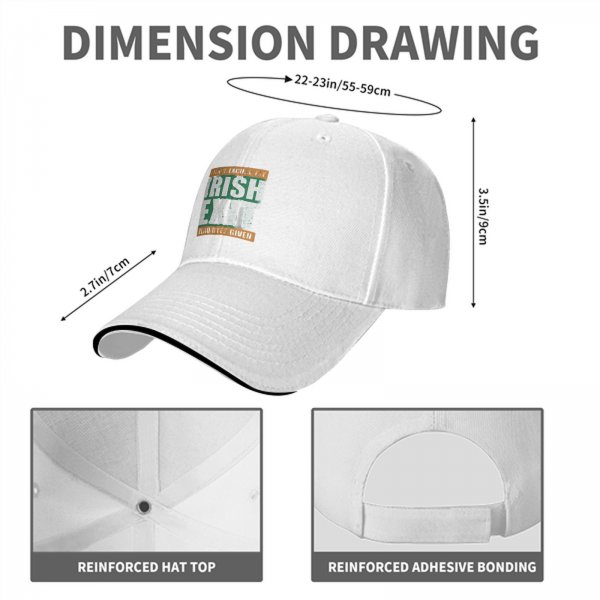 Black baseball cap with 'Please Excuse My Irish Exit Zero Byes Given' print