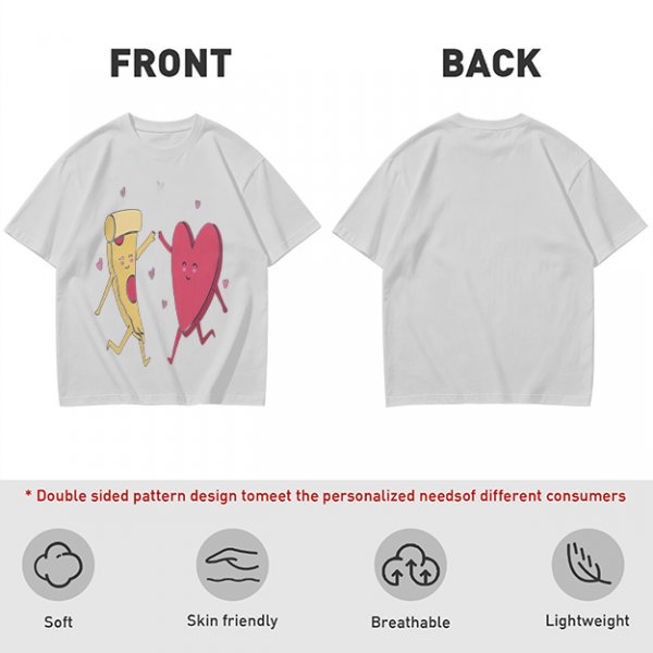 Olive T-Shirt with Dancing Pizza Slice and Heart Graphic