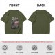 Olive graphic t-shirt with skeleton relaxing on coffin and 'Relax We All Die' text