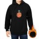 Black Hoodie With Cute Cat On Orange Planet Artwork