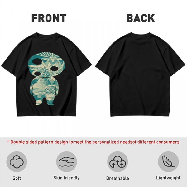 Olive T-Shirt With Fantasy Forest Spirit Graphic Print