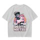 Olive t-shirt with cute grim reaper riding unicorn and death metal graphic