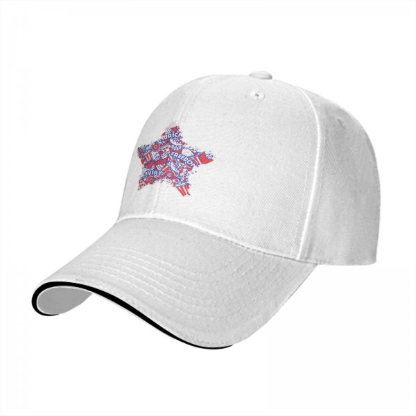 Black Baseball Cap With Patriotic Star Freedom Bravery Print