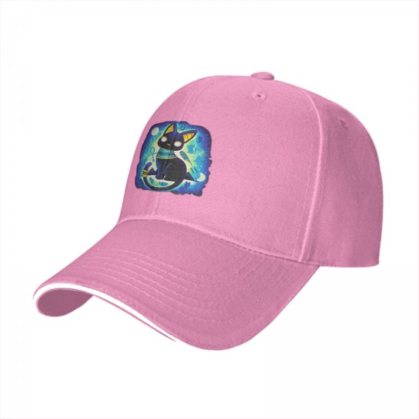 Black Baseball Cap With Cute Egyptian Cat Graphic Design