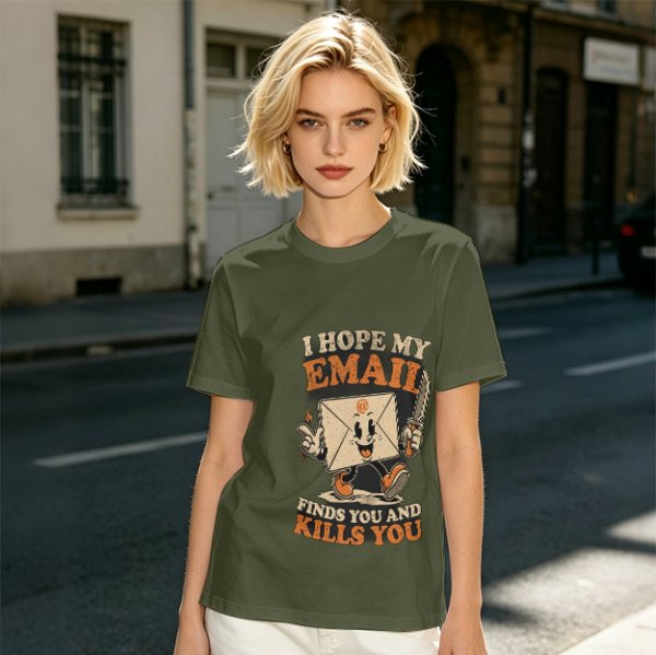 Olive Graphic T-Shirt With Sarcastic Email Cartoon Print