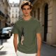 Olive green oversized t-shirt with stylized hand graphic print