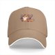 Black baseball cap with a cheerful fox holding chainsaws graphic