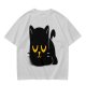 Olive T-Shirt with Relaxed Black Cat Graphic Design