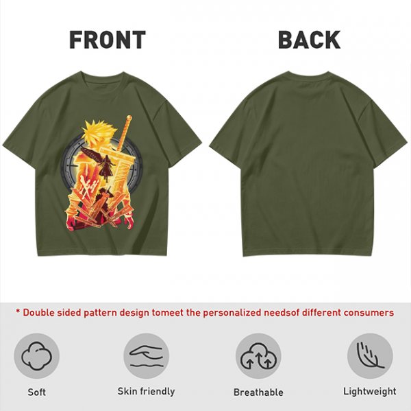 Final Fantasy VII Inspired Graphic T-Shirt with Character and Sword Art