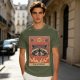 Olive T-Shirt With Raccoon El Diablo Tarot Card Print