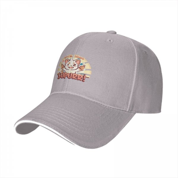 Black Baseball Cap With Cute Cat 'You're Doing Supurr!' Print