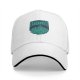 Black baseball cap with teal snake and text graphic