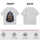 Olive T-Shirt with Muscular Hero Emerging from Hooded Figure Art