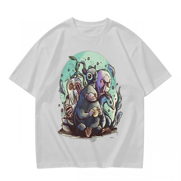 Olive T-Shirt With Magical Creature Group Art Print
