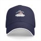 Black baseball cap with no thoughts sleeping character on cloud graphic