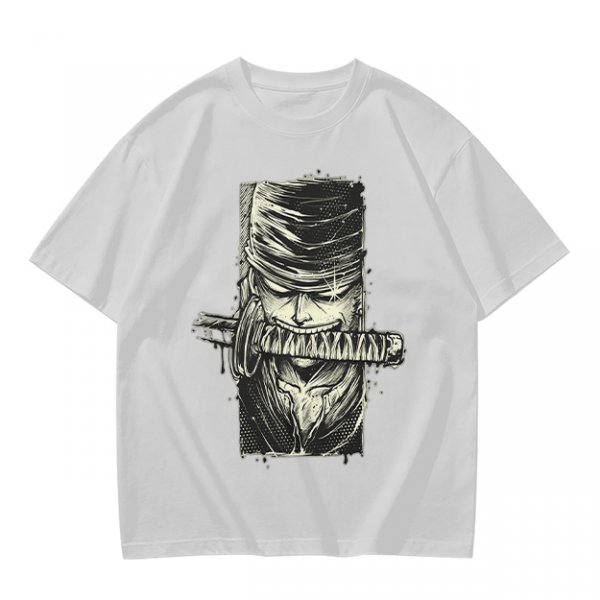 Olive T-shirt with One Piece Zoro Bandana Sword Print