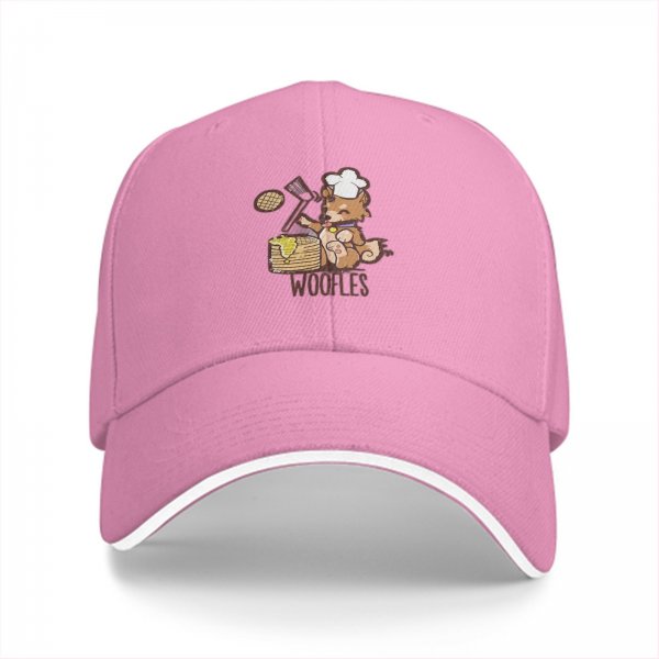 Black Baseball Cap With Cute Dog Chef Cooking Waffles Design