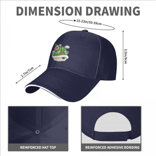 Black Baseball Cap With Super Mario Themed Ramen Artwork