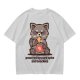 Olive t-shirt with a raccoon eating snacks and 'powered by pure spite and snackies' text