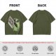 Olive t-shirt with cute frog holding knife and 'Don't mess with me' text