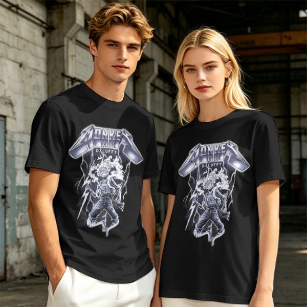 One Piece Monkey D. Luffy Gear 5 Metal Rock Style Graphic T-Shirt