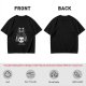 Olive green graphic t-shirt with black cat and skull print