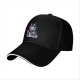 Black baseball cap with glitch-style Maleficent graphic print