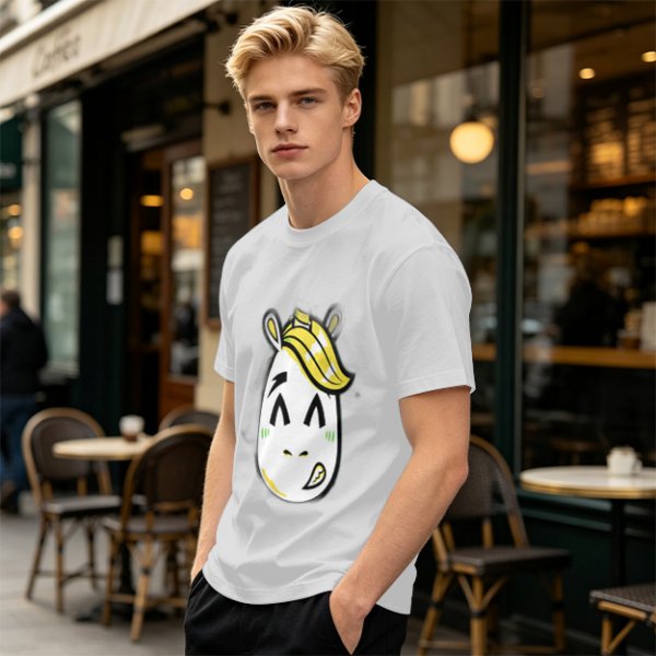 Olive T-Shirt With Cute Cartoon Horse Graphic Print