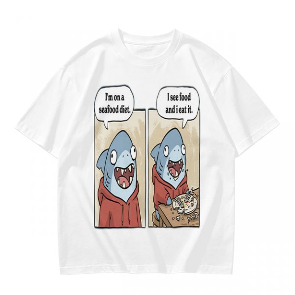 Shark seafood diet meme graphic t-shirt