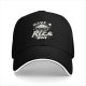 Black baseball cap with 'Have A Rice Day' kawaii rice bowl graphic