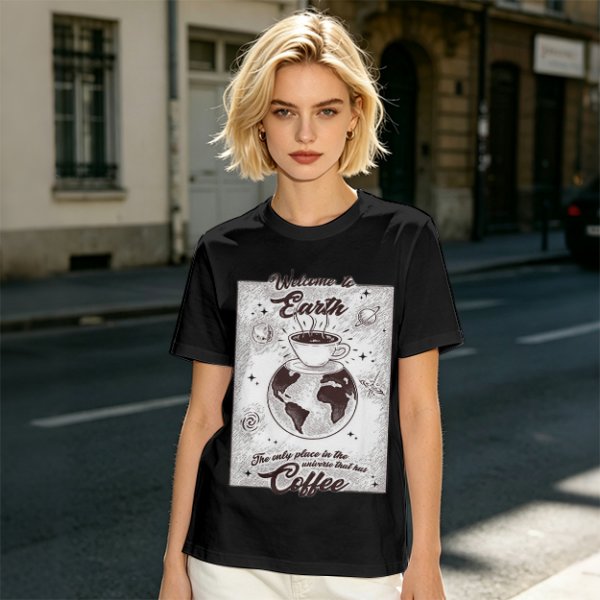 Welcome to Earth Coffee Lover Graphic T-Shirt