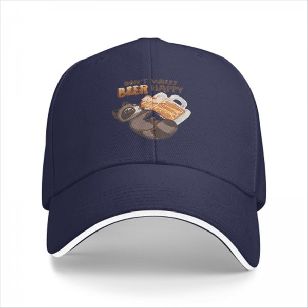 Don't Worry Beer Happy Raccoon Graphic Baseball Cap
