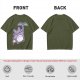 Olive T-Shirt With Cute Chibi Totoro Holding Leaf Print