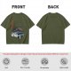 Olive Green Graphic T-Shirt with Classic Dark Car and Orange Text Print