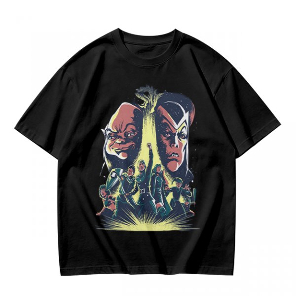 Olive Graphic Tee With Retro Sci-Fi Character Art Print