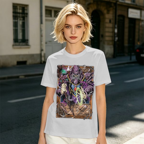 Olive T-Shirt Featuring Fantasy Wizard Card Artwork