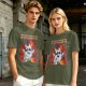 Olive t-shirt with cartoon dog and 'God has allowed me to live another day' print